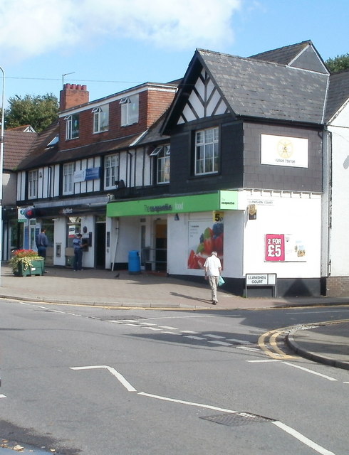 The NatWest branch and shops on a street corner in Llanishen.