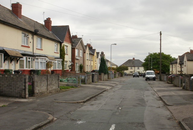 Llantarnam Road in Mynachdy, a street of semi-detached houses.