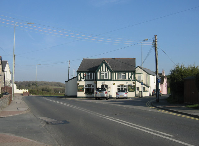 The Dynevor Arms, a pub beside the road through Groes-faen.