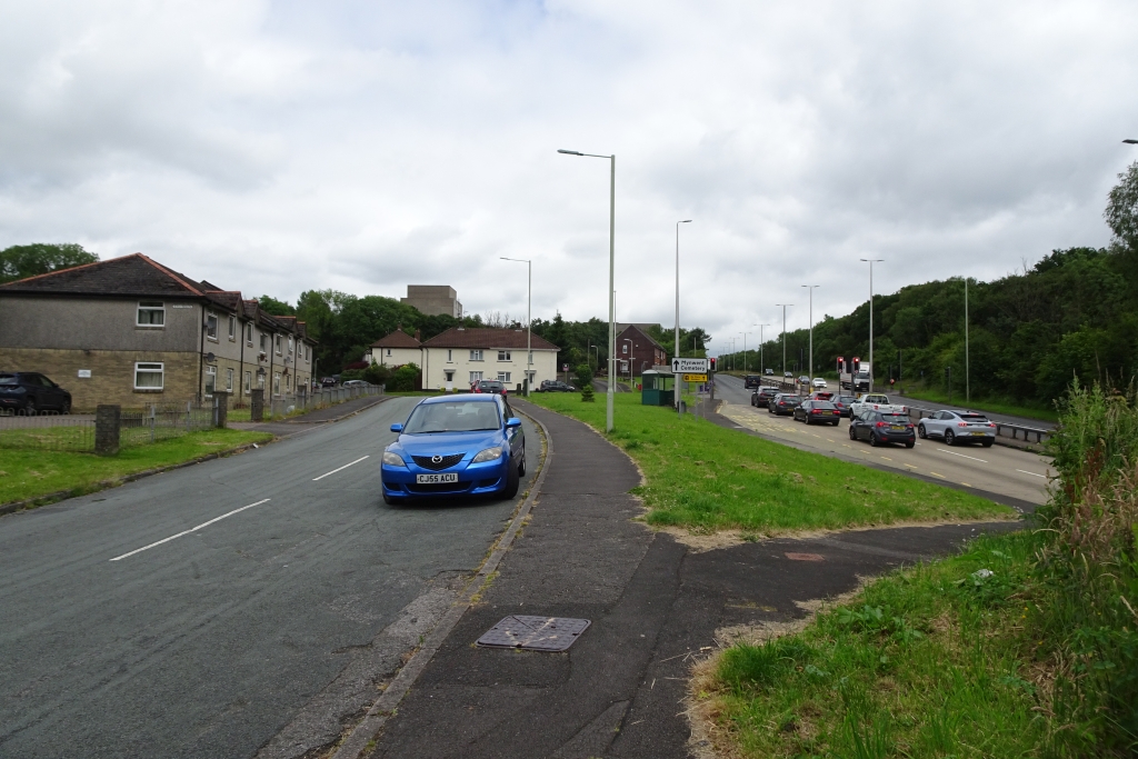A road beside housing in Nantgarw, on the path to Caerphilly Road.